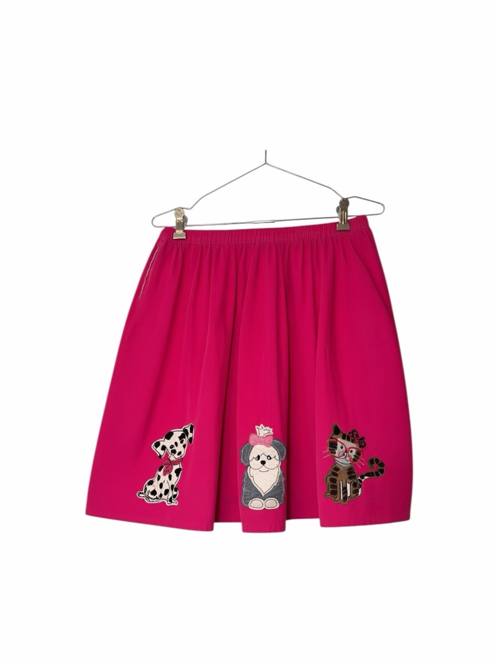 Lands end Girls Hot Pink pull on corduroy Skirt Animal Appliqués sz m 10-12